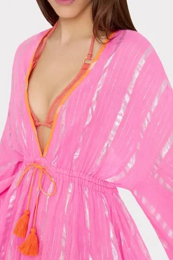 MILLY Jumpsuits & Rompers-Olympia Lurex Stripe Coverup Dress