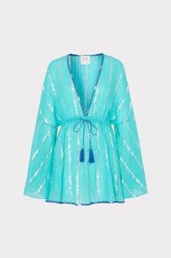 MILLY Cover-Ups-Olympia Lurex Stripe Coverup Dress