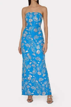 MILLY Maxi Dresses-Orion Sequin Embellished Linen Dress
