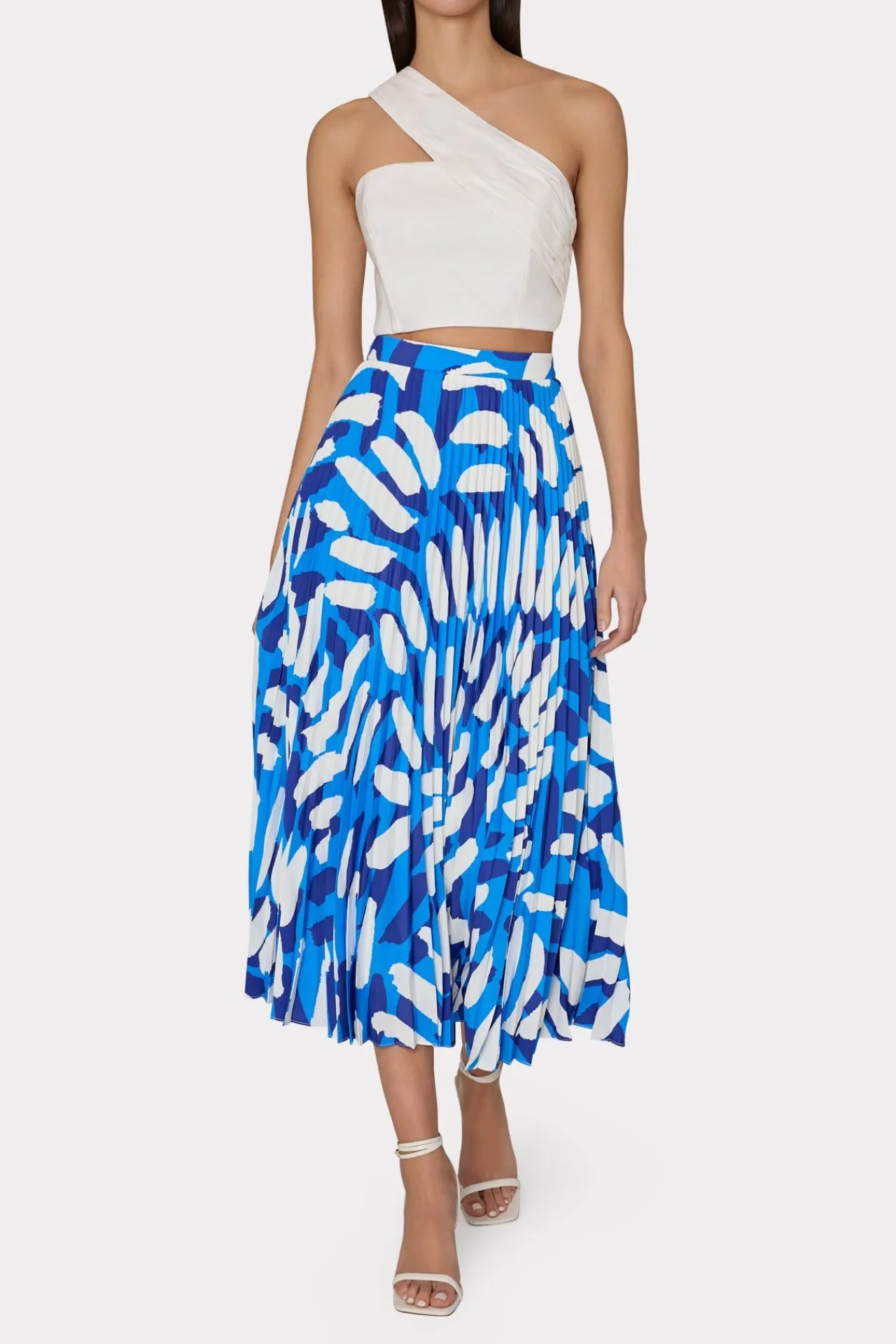 MILLY Jumpsuits & Rompers-Otha Brushstroke Pleated Skirt