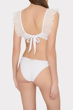 MILLY Jumpsuits & Rompers-Pleated Organza Bikini Top