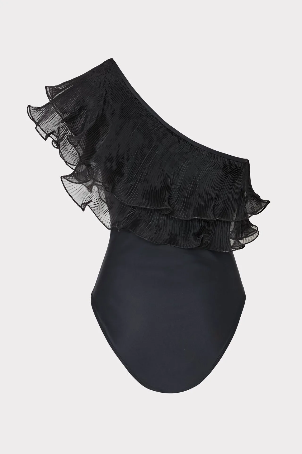 MILLY One Piece Swimsuits-Pleated Organza One Shoulder One Piece