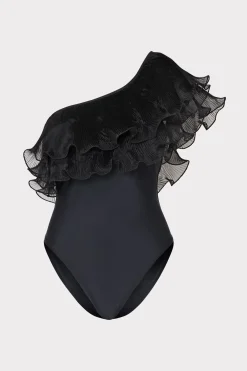 MILLY Jumpsuits & Rompers-Pleated Organza One Shoulder One Piece