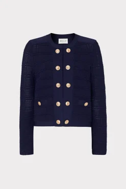 MILLY Jumpsuits & Rompers-Pointelle Textured Knit Jacket