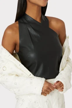 MILLY Jumpsuits & Rompers-Preston Vegan Leather Top