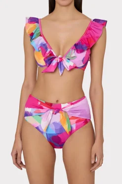 MILLY Jumpsuits & Rompers-Rainbow Waterfall Ruffle Bikini Top