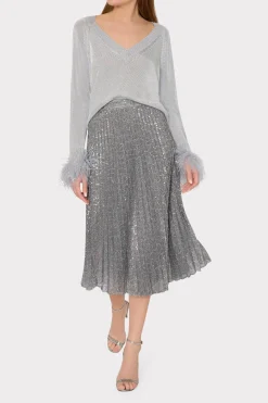 MILLY Skirts-Rayla Pleated Sequins Skirt