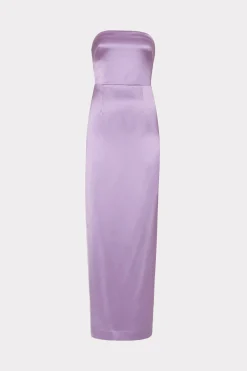 MILLY Maxi Dresses-Riva Hammered Satin Gown