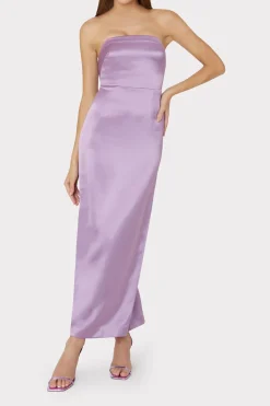 MILLY Maxi Dresses-Riva Hammered Satin Gown
