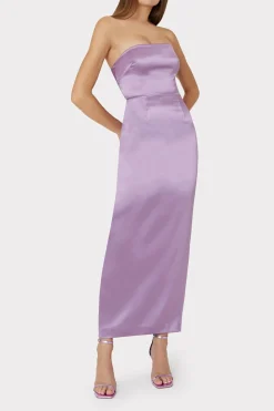 MILLY Maxi Dresses-Riva Hammered Satin Gown
