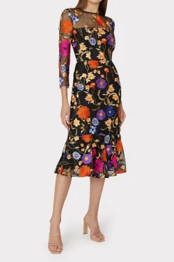 MILLY Guest Of Dresses-Rosalind Fall Foliage Embroidery Dress