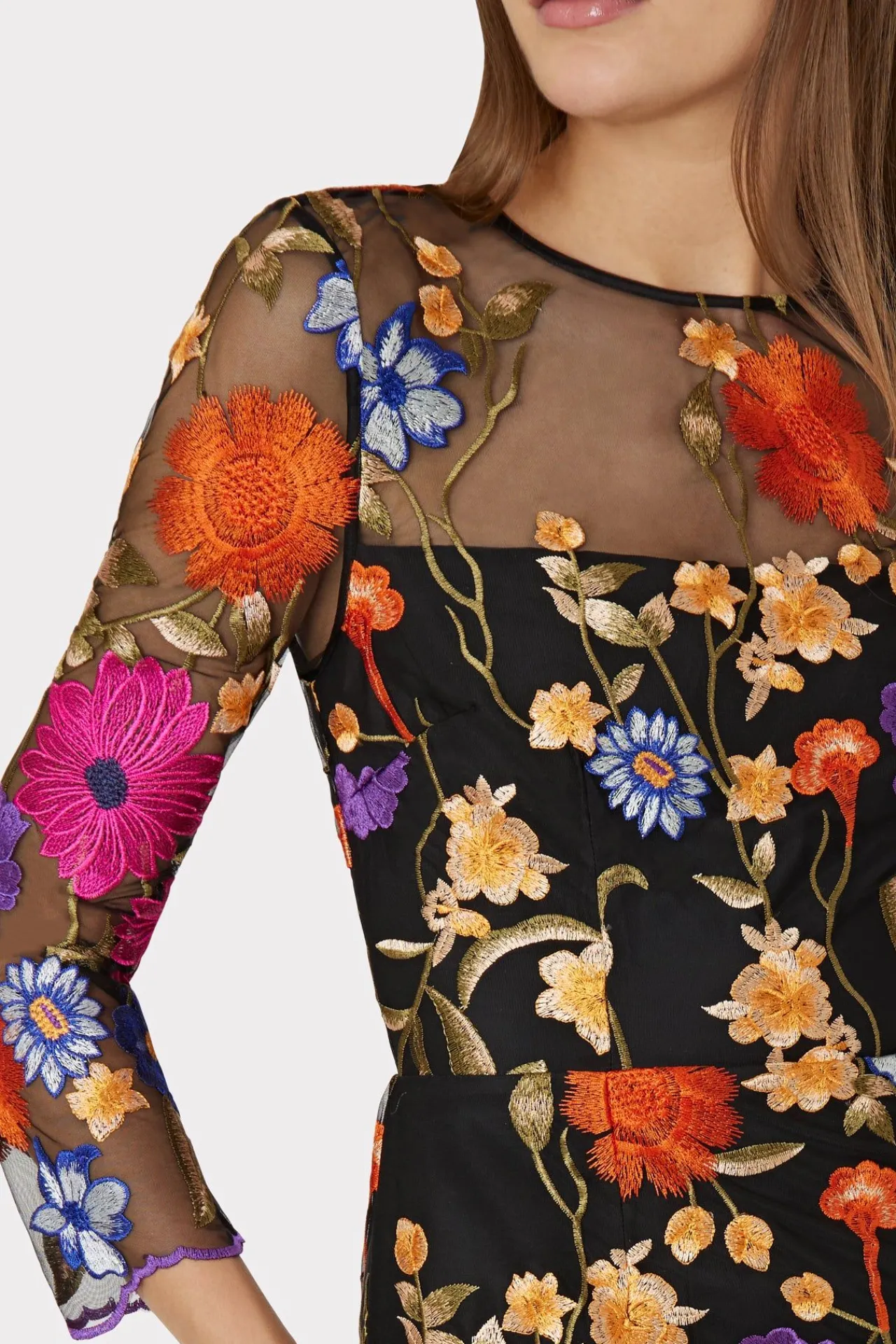 MILLY Guest Of Dresses-Rosalind Fall Foliage Embroidery Dress