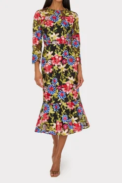 MILLY Cocktail Dresses-Rosalind Floral Embroidery Dress