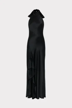 MILLY Little Black Dresses-Roux Hammered Satin Gown