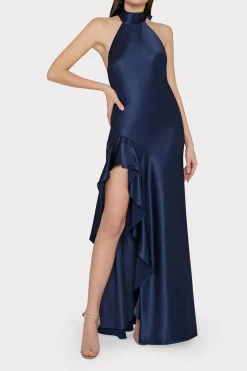 MILLY Evening Gowns-Roux Hammered Satin Gown