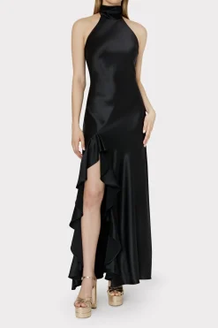 MILLY Maxi Dresses-Roux Hammered Satin Gown