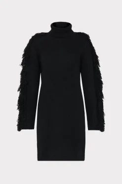 MILLY Sweaters & Knits-Rowe Fringe Sleeve Turtleneck Mini Dress