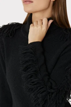 MILLY Sweaters & Knits-Rowe Fringe Sleeve Turtleneck Mini Dress