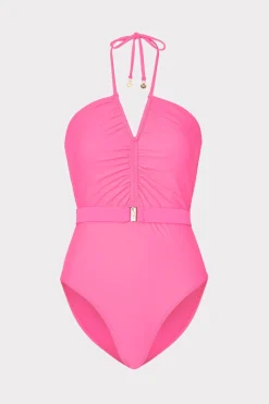 MILLY Jumpsuits & Rompers-Ruched Halter One Piece