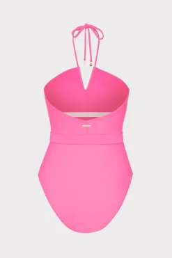 MILLY Jumpsuits & Rompers-Ruched Halter One Piece