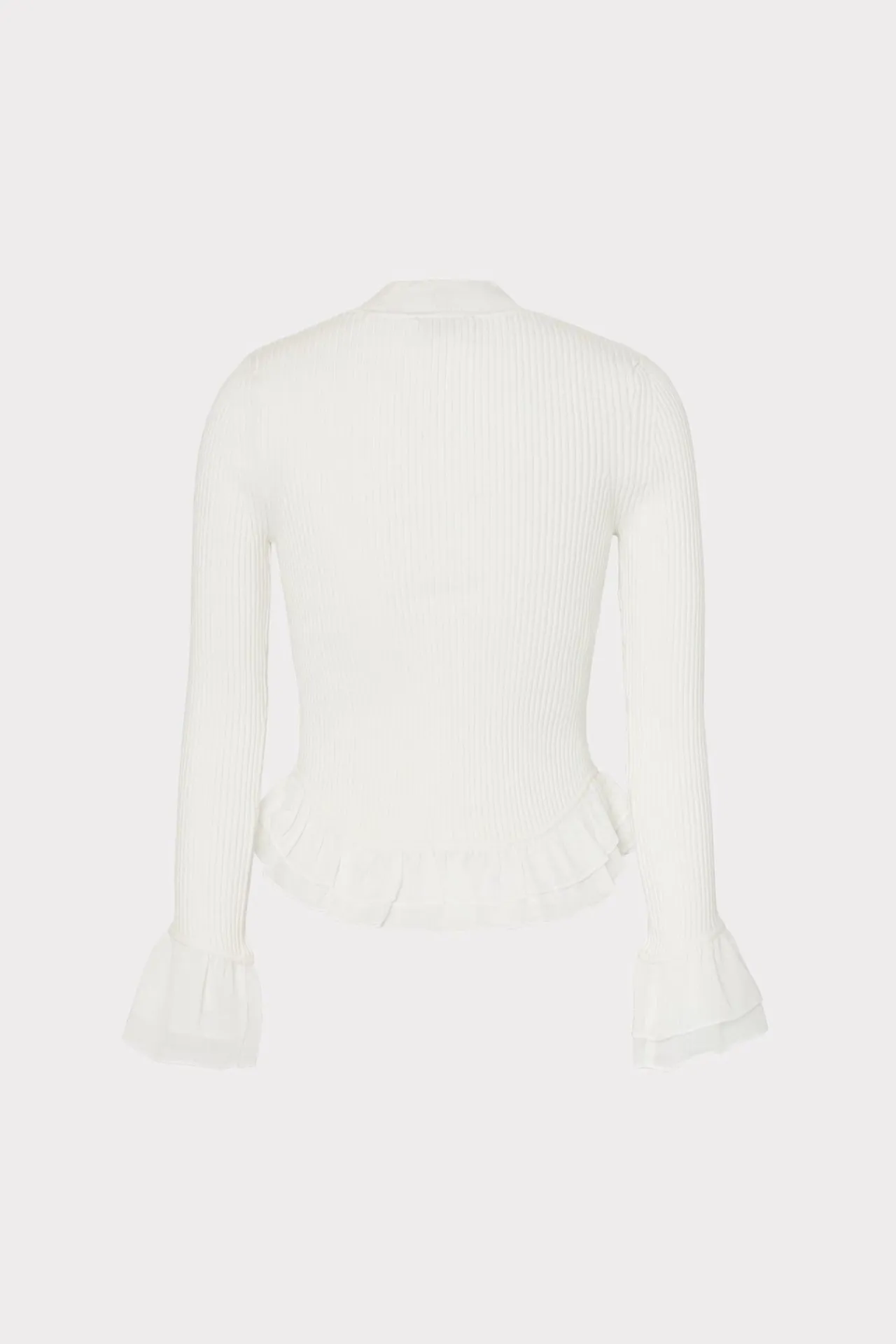 MILLY Tops-Ruffle Knit Mock Neck
