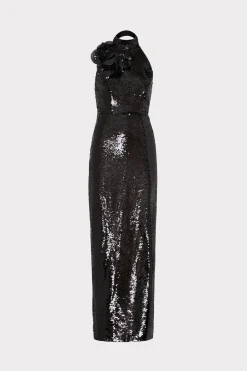 MILLY Evening Gowns-Sabine 3D Sequins Rosette Dress