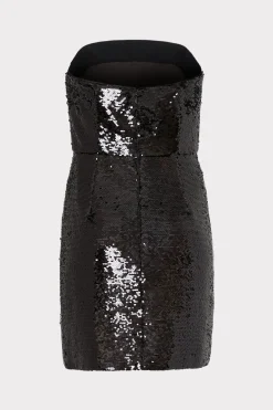 MILLY Little Black Dresses-Sascha 3D Sequins Rosette Dress