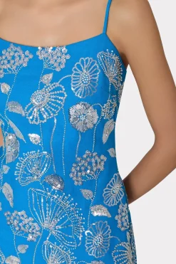 MILLY Jumpsuits & Rompers-Sequin Embelished Linen Mini Dress