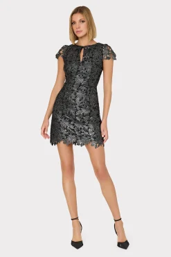 MILLY Little Black Dresses-Shayna Foiled Lace Dress