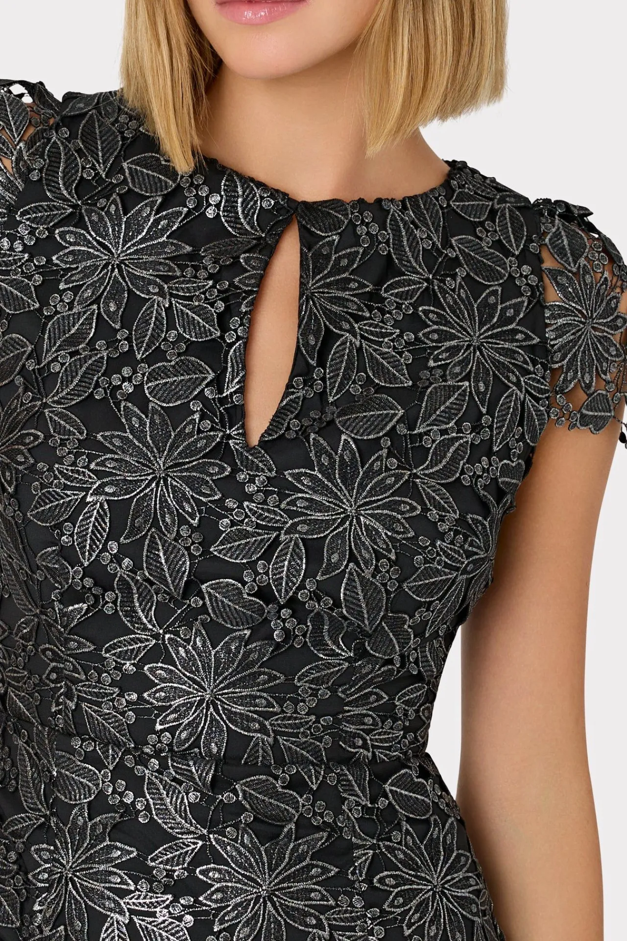 MILLY Little Black Dresses-Shayna Foiled Lace Dress