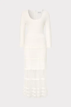 MILLY Knit Dresses-Sheer Knit Fit And Flare Dress