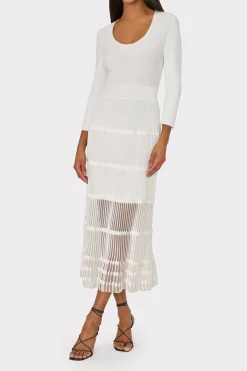 MILLY Knit Dresses-Sheer Knit Fit And Flare Dress