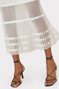 MILLY White Dresses-Sheer Knit Fit And Flare Dress