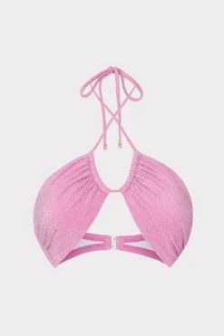 MILLY Jumpsuits & Rompers-Shimmer Halter Bikini Top