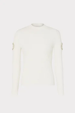 MILLY Sweaters & Knits-Shoulder Cut Out Knit Mock Neck