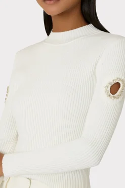 MILLY Sweaters & Knits-Shoulder Cut Out Knit Mock Neck