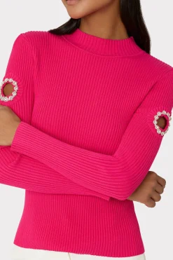 MILLY Sweaters & Knits-Shoulder Cut Out Knit Mock Neck