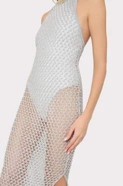 MILLY Jumpsuits & Rompers-Simone Metallic Halter Neck Knit Dress