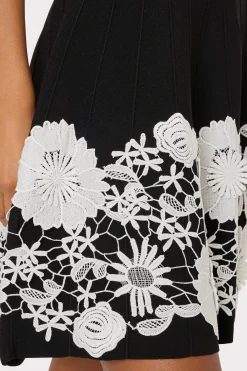 MILLY Little Black Dresses-Sleeveless Lace Trim Fit And Flare Dress