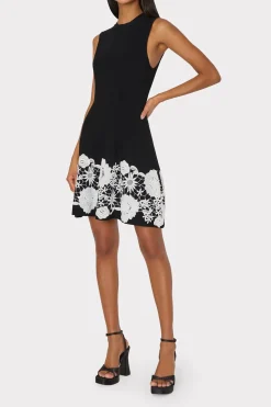 MILLY Day Dresses-Sleeveless Lace Trim Fit And Flare Dress