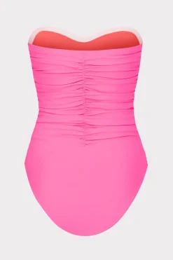 MILLY One Piece Swimsuits-Solid Carvico Vita Ruched One Piece