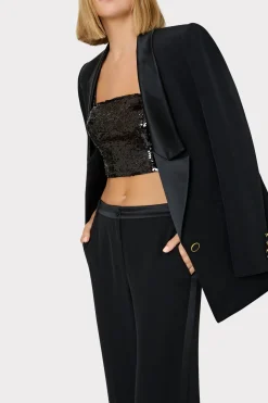 MILLY Matching Sets-Soren Low-Rise Hammered Satin Pants