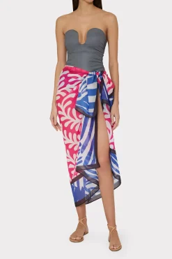 MILLY Cover-Ups-Spanish Vine Zebra Sarong
