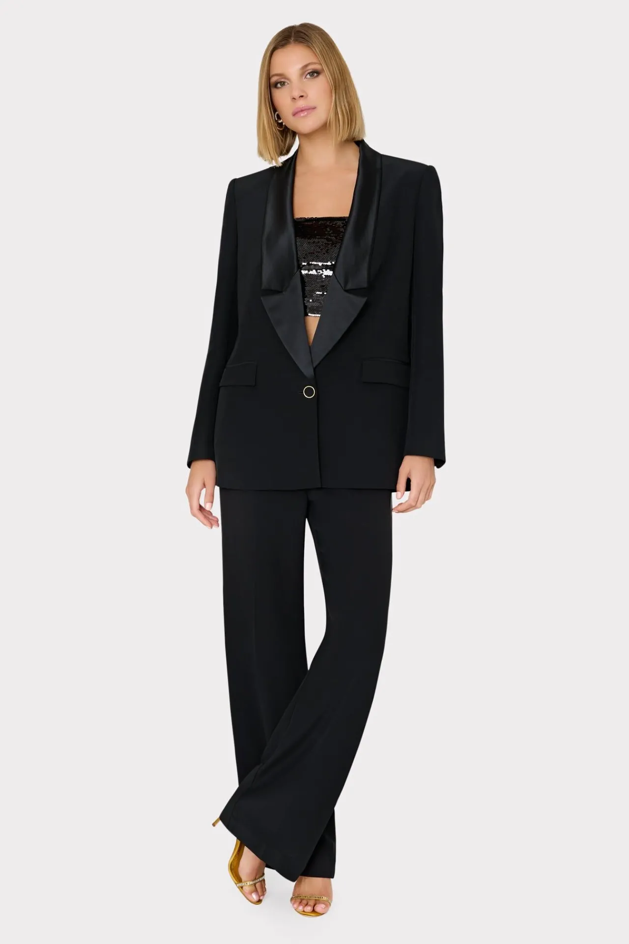 MILLY Blazers-Stacy Hammered Satin Blazer