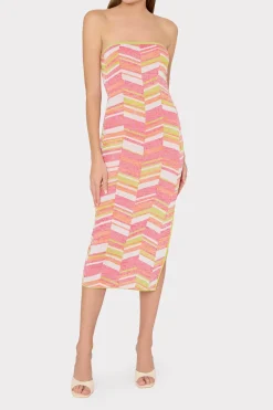 MILLY Sweaters & Knits-Strapless Multicolor Chevron Knit Dress