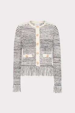 MILLY Sweaters & Knits-Textured Fringe Cardigan Jacket