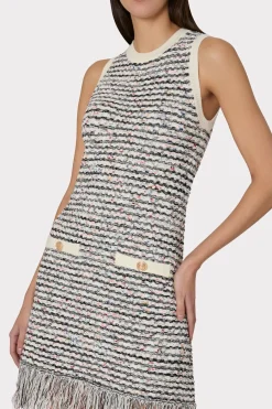MILLY Jumpsuits & Rompers-Textured Fringe Knit Mini Dress