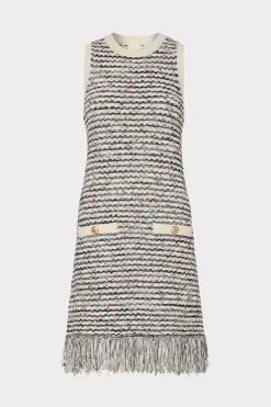 MILLY Cocktail Dresses-Textured Fringe Knit Mini Dress