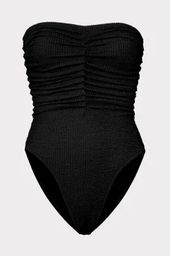 MILLY One Piece Swimsuits-Textured Ruched One Piece