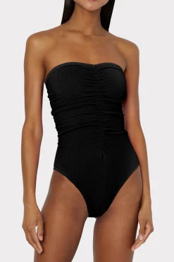MILLY One Piece Swimsuits-Textured Ruched One Piece